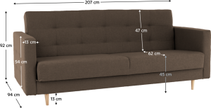 Celočalouněná pohovka AMEDIA, látka čokoládová