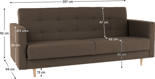 Celočalouněná pohovka AMEDIA, látka čokoládová