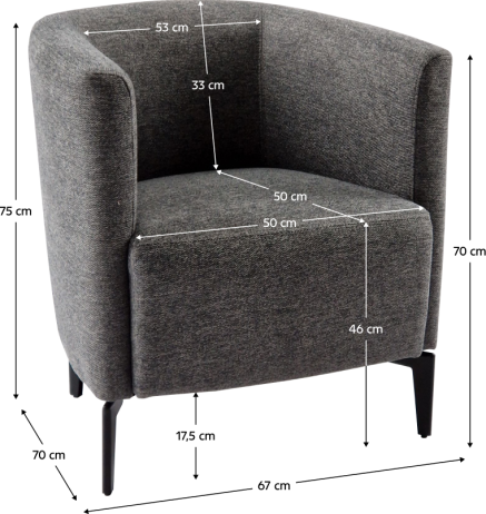 Designové křeslo KAPY šedá/černá