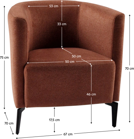 Designové křeslo KAPY terakota/černá