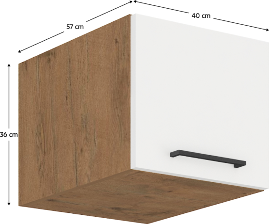 Horní skříňka VEGA 40 Nagu-36 1F, dub lancelot / bílá vysoký lesk HG