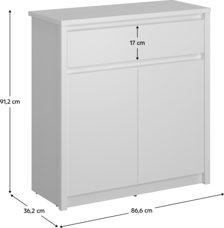 Komoda 2D1S, bílá, ERODIN