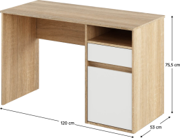 PC stůl, dub sonoma/bílá, BILI NEW