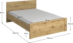 Postel, 140x200, dub artisan, AIRON