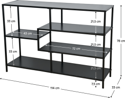 Regál, černá, BILOTE TYP 2