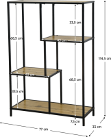 Regál, černá/dub, BILOTE TYP 1