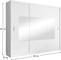 Skříň s posuvnými dveřmi MADRYT 250 bílá