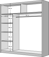 Skříň s posuvnými dveřmi, bílá/dub craft, 203x215 cm, LADDER