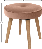 Taburet SAIDA, růžová Velvet látka / hnědá