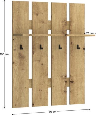 Věšáková stěna 80, dub artisan, AIRON